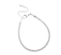 Wkldjf Pulsera de acero con diseño ergonómico de cadena de alambre plateado de cristal blanco brillante, adecuada para estilos de vida activos, cierre seguro, pulsera de cristal, talla única, como se