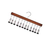 Wkldjf Soporte de madera para sombreros con 12 clips, ideal para gorras, cinturones y corbatas, estante de almacenamiento para el hogar, accesorios de ropa, gancho de puerta, exhibición de sombreros