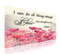 Wknoon Alfombrilla de mouse grande para juegos de 31.5 x 15.8 pulgadas, con cita inspiradora "I Can Do All Things Through Christ", versículo bíblico de Filipenses 4:13, flores de loto rosa, tapete de