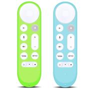 WKOLF Juego de 2 fundas de silicona de repuesto para mando a distancia Google Streamer 4K TV GRS6B GY3LE (silicona, verde brillante y azul brillante)