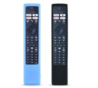 WKOLF Juego de 2 fundas de silicona para mando a distancia Philips Smart TV SRC-4526 398GM10BEPHN0041SY CY21G28GP (silicona, azul claro y negro)