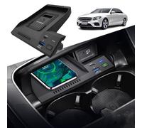 Wkopet Cargador De Coche Inalámbrico para Mercedes-Benz Clase E 2016-2023 Panel De Accesorios De Consola Central,Cargador Rápido De 15 W para Cualquier Teléfono Habilitado para Qi(Color:Toma móvil)
