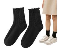 WKRTDY 1 pares de calcetines con volantes para mujer, Calcetines Tobilleros Con Volantes Para Mujer - calcetines de tobillo para adultos, calcetines con volantes calcetines de ballet, color negro