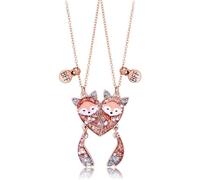 WKRTDY Collar de Amistad BFF con Colgante de Zorro para Mujeres y Niñas - Set de 2 Piezas de Joyería con Cadena para Cumpleaños, fiestas y Navidad, Regalos para tu Mejor Amiga o Hermana,