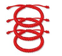 WKRTDY Conjunto de 3 Pulseras Rojas de Hilo para Protección y Buena Suerte, Amuleto del Kabbalah, Ajustables para Parejas, Hombres, Mujeres y Familiares, ¡Mantén con Estilo!