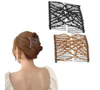 WKRTDY Peine mágico con cuentas, Set de 2 peines mágicos para cabello, con pinzas elásticas y doble peine de perlas para todo tipo de cabello, largo, corto o rizado, accesorios prácticos y de moda