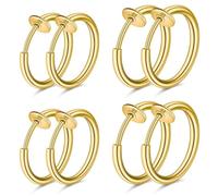 WKRTDY Set 4 pares de pendientes clip de acero inoxidable unisex para hombres y mujeres, Diseño falso sin agujero, cómodos y seguros, Ideal para piercing y estilo moderno, oro