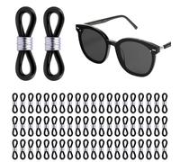 WKRTDY Set de 60 extremos y conectores ajustables para cadenas de anteojos - Correas largas para gafas con soporte de silicona y bucle - negro, ¡Manten tus gafas seguras con estilo!