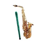 WKRTGFHJ Saxofón Principiante Saxofón MIB Be Alto Mi Bemol Latón Patrón Tallado Plástico con Guantes Correas De Cepillo De Tela(Gold)