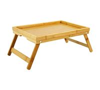 WKWKER Bandejas De Bambú para Desayunos con Patas Plegables Bandeja Portátil para Cama Mesa Bandejas para Servir Aperitivos (Natural)