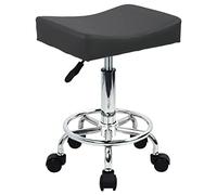 WKWKER PU Cuir Tabouret de Bureau carré Avec Repose-Pieds Réglage pivotant de la Hauteur Chaise SPA Dessin Salon Tatouage Travail Bureau Tabourets de Cuisine (Gris)