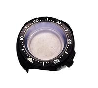 WKWPYCYUH Caja de reloj negra resistente al agua de 20 ATM, cubierta inferior transparente sólida compatible con Seiko NH35 NH36, movimiento automático, caja de reloj de buceo, Sapphire Glass, Agate