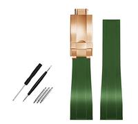 WKWPYCYUH Correa de goma correa 20 mm buceo impermeable pulsera silicona hombre apta for Rolex Correa de reloj(Green rose buckle)