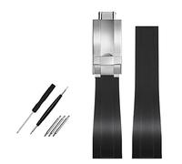 WKWPYCYUH Correa de goma correa 20 mm buceo impermeable pulsera silicona hombre apta for Rolex Correa de reloj(Black Silver)