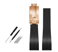 WKWPYCYUH Correa de goma correa 20 mm buceo impermeable pulsera silicona hombre apta for Rolex Correa de reloj(Black rose buckle)