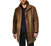 WKZSXXMJ Blazer Trench de Piel Sintética para Hombre Abrigo Clásico Vintage de Largo 3/4 Cierre Frontal con Botones y Cremallera(L)