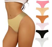 WKZSXXMJ Braguitas Tanga con Corrector de Dedos de Camello para Mujer Tanga de Cintura Alta Tanga Sin Costuras Braguitas de Yoga Invisibles para Hacer Ejercicio, 6 Unidades(S)