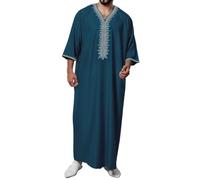 WKZSXXMJ Caftán Thobe para Hombre Caftán Islámico Musulmán con Abertura Lateral Vestido Largo de Dubái, Oriente Medio Camisa Holgada Informal(XL)