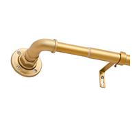 WL.Rocaille Barra de cortina curvada dorada ajustable de 30 a 84 pulgadas, barra telescópica de metal retráctil de 76 cm a 213 cm para sala de estar, cocina, habitación, dormitorio y baño