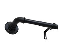 WL.Rocaille Barra de cortina curvada negra ajustable de 30 a 84 pulgadas, barra telescópica de metal retráctil de 76 cm a 213 cm para sala de estar, cocina, habitación, dormitorio y baño