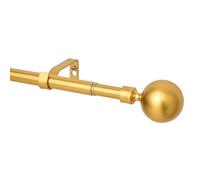 WL.Rocaille Barra de cortina dorada con bola, ajustable, de 76 a 200 cm, extensible de metal, retráctil, para sala de estar, cocina, habitación, dormitorio y baño