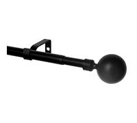 WL.Rocaille Barra de cortina negra con bola, ajustable, de 76 a 200 cm, extensible de metal, retráctil, para sala de estar, cocina, habitación, dormitorio y baño
