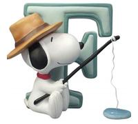 WL SS-WL-8576 2.75 Inch Snoopy Gone Fishing Sitting with Letter F Fig