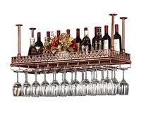 WLABCD Estante de Vino, Bar, Restaurante, Colgando, Rack de Copa de Vino, Estante de Alenamiento de Hierro Vino Champagne Copos de Vidrio Stemware Rack Botella de Vino Titular para Familia,120 × 35 c