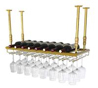 WLABCD Estante de Vino, Bar, Restaurante, Rejilla de Copa de Vino, Taller de Colgaje de Casa Soporte Industrial S Montado en Pared con Soporte de Vidrio, Colgando Botellas de Vino de Metal,100 cm
