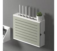 WLAN - Caja de almacenamiento para enrutador, estante de pared para ocultar enrutador, sin taladro, montaje en pared, corrector para el hogar y la oficina (blanco/gris, 42,4 cm)