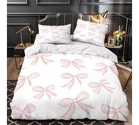 WLASDBOCP Patrón de Lazos Rosas 3D Impresión Edredón Funda 3pz Microfibra Cremallera Oculta Garabato Vintage Funda de edredón 2 Fundas Resistente Chicas Niños Double（200x200cm）