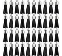 Wlauqueta 100 unidades de llaveros con borlas de ante artificiales, para decoración de manualidades, color negro
