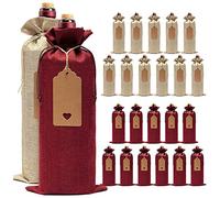 Wlauqueta 24 bolsas de vino de arpillera con cordón, etiquetas y cuerdas, reutilizables