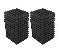 Wlauqueta 24X - Azulejos de espuma acústica de carbón de madera, paneles de espuma de insonorización, relleno estudio de sonido, 2 x 10 x 10 pulgadas (Negro)