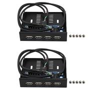 Wlauqueta 2X Soporte de conector adaptador de extensión de panel USB 2.0 HUB USB 2.0 4 puertos Bahía de disquetes de 3,5 pulgadas con cable de 9 para escritorio