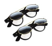 Wlauqueta 2X Unisex Gótico Gafas Retro Gafas Flip Up Gafas de Sol, Negro , Taille Unique