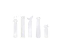 Wlauqueta 5 Pack Silicona Marcador Molde DIY Marcapáginas Fundición Molde Resina epoxi DIY Silicona Molde Transparente Sirena Garra Conejo