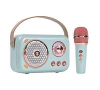 Wlauqueta Altavoz Bluetooth Vintage con Micrófono Conjunto de Altavoz Bluetooth con Máquina de Karaoke para Fiesta en Azul