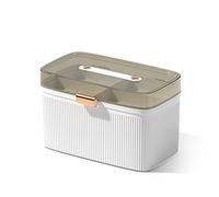 Wlauqueta - Caja de almacenamiento portátil de primeros auxilios con 2 niveles, caja de almacenamiento de plástico para medicamentos, gran capacidad de emergencia