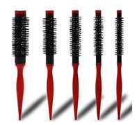 Wlauqueta - Cepillo de pelo rizado ondulado, de madera, cepillo de rodillo esponjoso, natural, peine para el cabello, redondo, color rojo