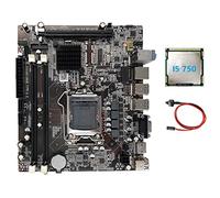 Wlauqueta - Placa base H55 Desktop Motherboard LGA1156 compatible con I3 530 I5 760 Series CPU DDR3 Memory + I5 750 CPU + Switch Cable