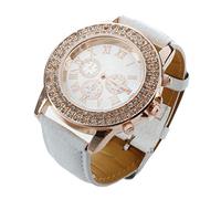 Wlauqueta Reloj de cuarzo de diamantes con correa de piel con un logotipo de cuarzo con esfera de elegante y de moda para las mujeres - ,