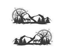 Wlauqueta RV Camping-Car Universal Cuerpo Pegatina DIY Brújula Navegación Animal Pegatina Decoración para Coche Caravana Remolque