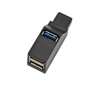 Wlauqueta USB 3.0 HUB Adaptador Extender Mini Splitter Box 3 Puertos para PC Portátil Teléfono Móvil Alta Velocidad U Unidad de Disco, Negro