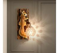 WLBHWL Aplique De Pared Rústico con Forma De Ardilla, con Pantalla De Cuentas De Cristal, Luz Decorativa De Resina Estilo Granja para Habitación Infantil.