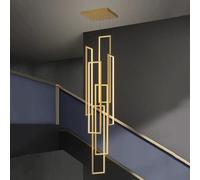 WLBHWL Lámpara Colgante De Araña Grande De 6 Luces, Lámpara Colgante De Techo Regulable LED Moderna De 150 W para Escalera, Hotel, Villa, Lámpara De Techo Alto Negra/Dorada, D23.6 Pulgadas