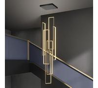 WLBHWL Lámpara Colgante De Araña Grande De 6 Luces, Lámpara Colgante De Techo Regulable LED Moderna De 150 W para Escalera, Hotel, Villa, Lámpara De Techo Alto Negra/Dorada, D23.6 Pulgadas