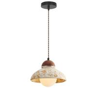 WLBHWL Lámpara Colgante De Cerámica De 8.2" Estilo Mediados De Siglo, Lámpara Colgante Ajustable Estilo Mediados De Siglo, Acabado De Madera Maciza Vintage, Luminaria De Techo Colgante Para Isla
