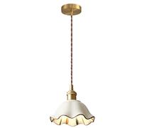 WLBHWL Lámpara Colgante Moderna De Cerámica Blanca De 6,88" (17,5 Cm) Lámpara De Techo Contemporánea Con Acabado De Metal Dorado Lámpara De Araña Pequeña Vintage Para Comedor, Isla De Cocina