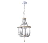 WLBHWL Lámpara De Araña De Madera Con Cuentas De 3 Luces, Altura 50 Cm, Estilo Bohemio Rústico, Ideal Para Colgar En El Techo, Dormitorio, Cocina, Comedor, Sala De Estar O Recibidor.